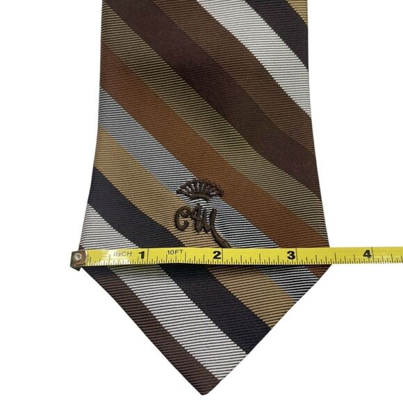 Vintage WOOLF BROTHERS COUNTESS MARA Tie Shades of Brown and Silver, Preowned - Picture 6 of 8
